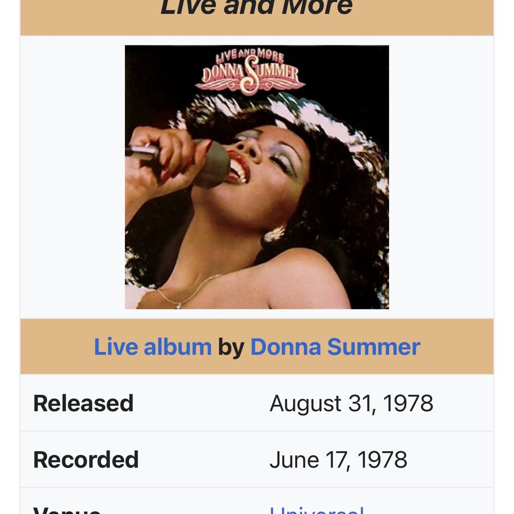 Donna Summer Live and More~~FRAMABLE! DOUBLE ALBUM ****?DISCO QUEEN*****